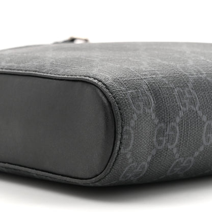 Gucci GG Supreme Monogram Appia Calfskin Web Flat Messenger Bag Black Grey 9 of 9