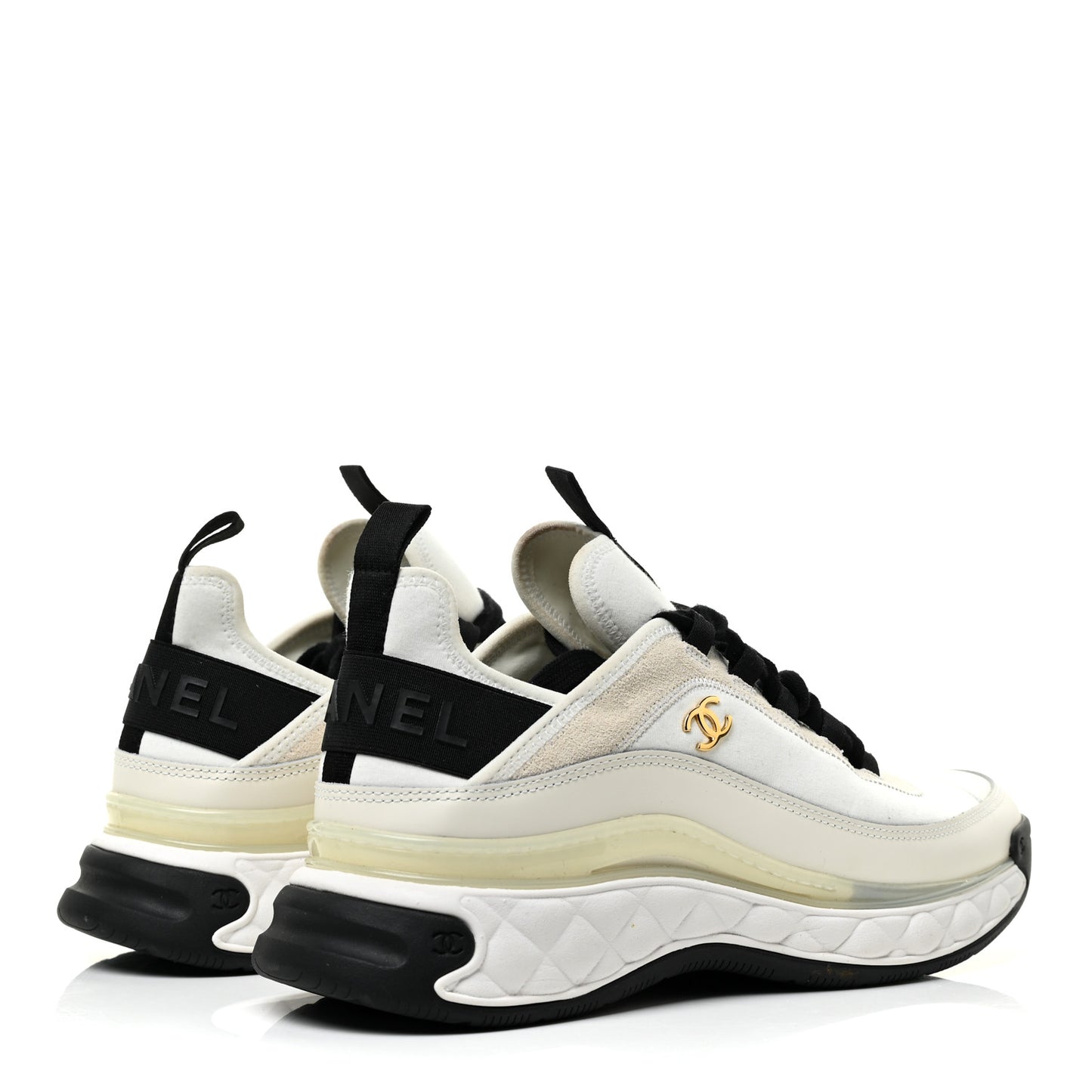 Velvet Calfskin Mixed Fibers CC Sneakers 41 Ivory Black