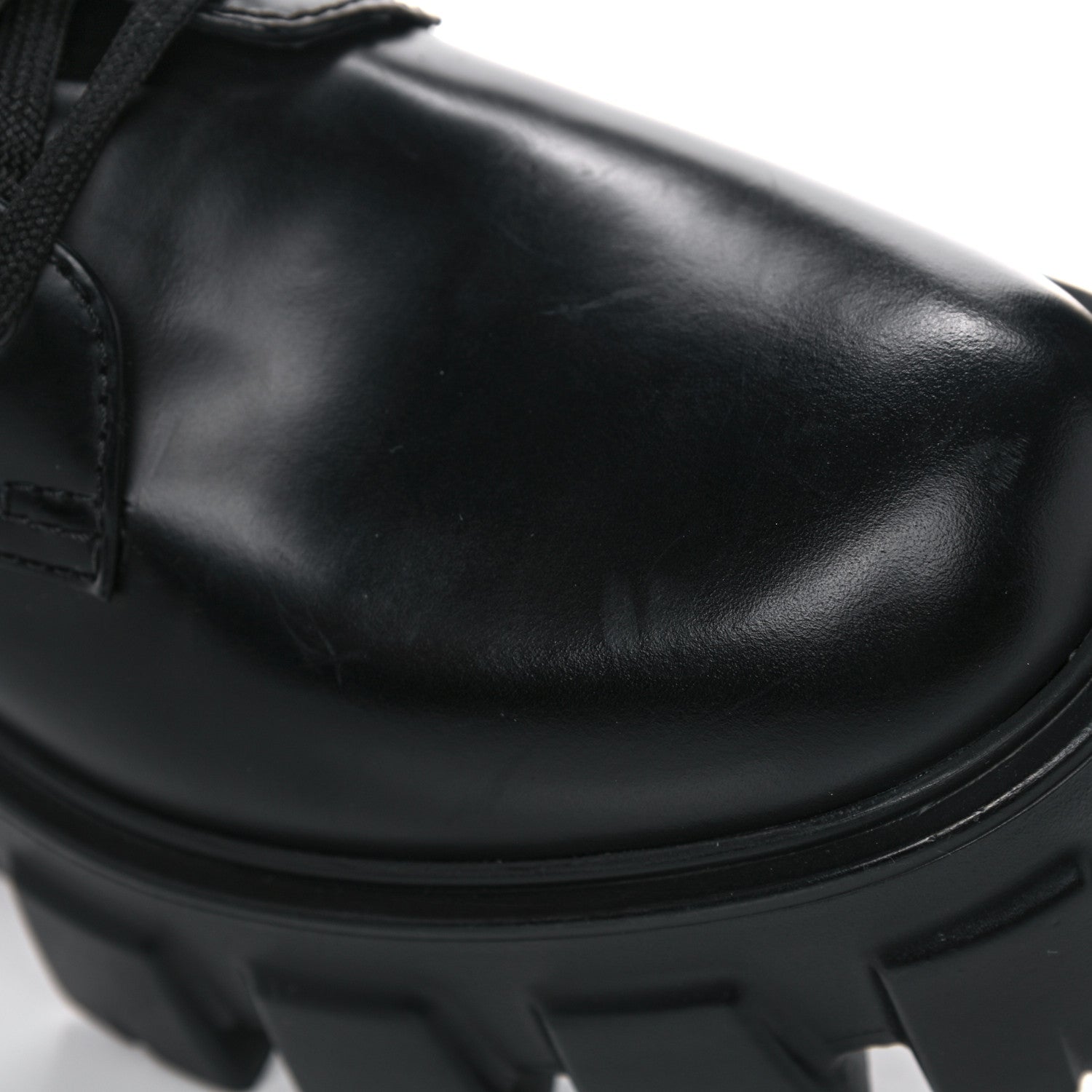 Prada Spazzolato Rois Nylon Metal Triangle Logo Monolith Pouch Pocket 55mm Boots 37 Black 12 of 16