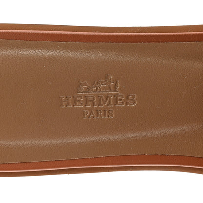 Hermes Box Calfskin Oran Sandals 38.5 Gold 7 of 9