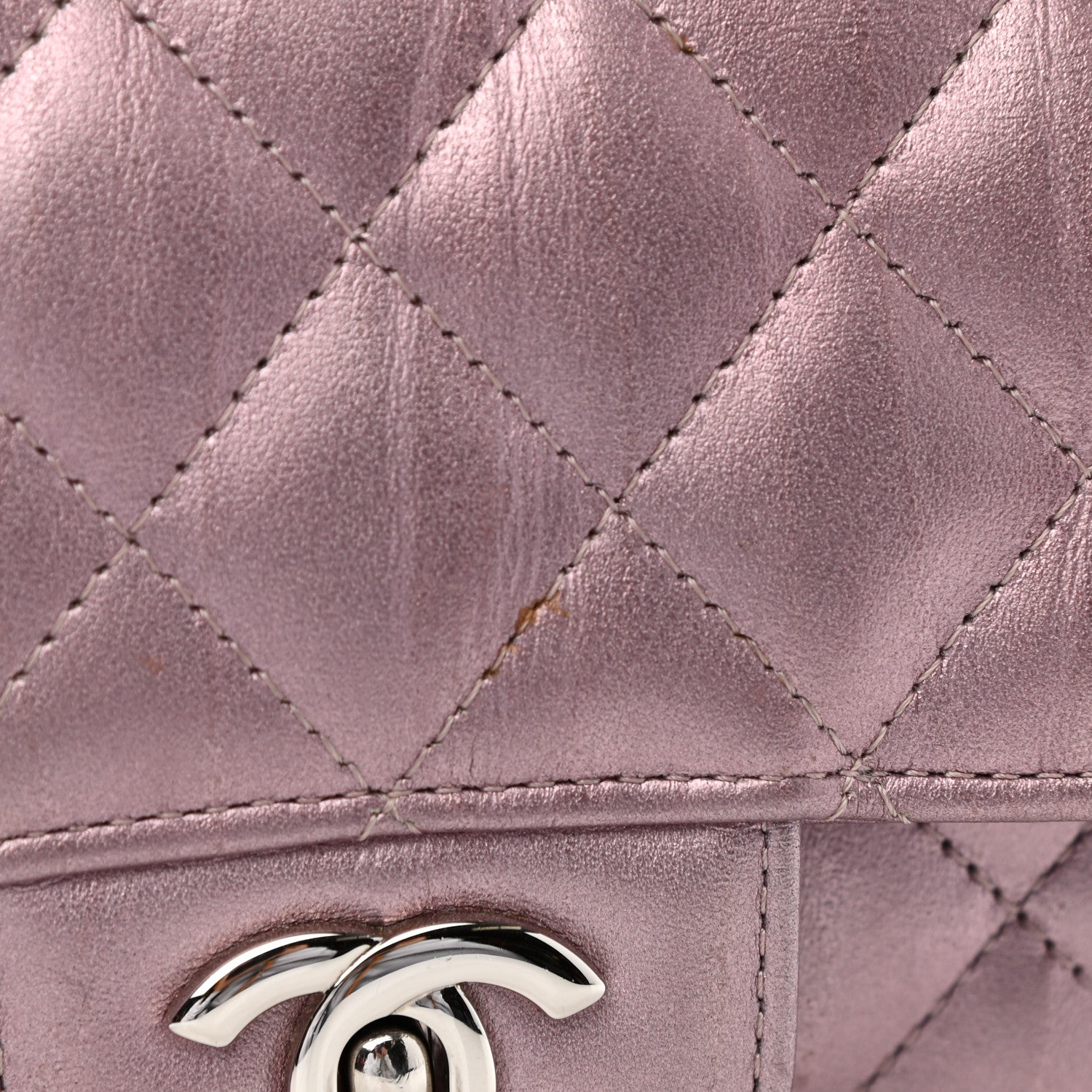 Chanel Metallic Calfskin Quilted Mini Rectangular Flap Pink 12 of 14