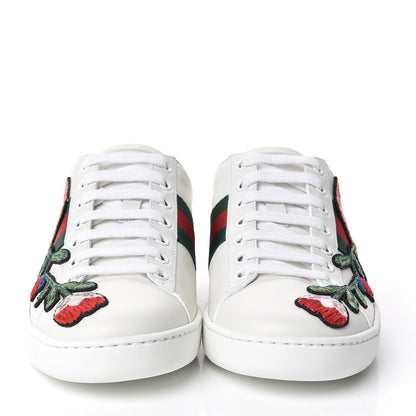 Gucci Calfskin Web Floral Embroidered Ace Sneakers 35 White 2 of 9