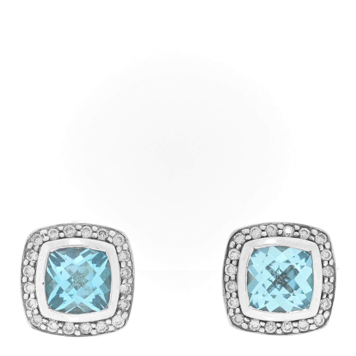 Sterling Silver Diamond Blue Topaz 7mm Petite Albion Earrings