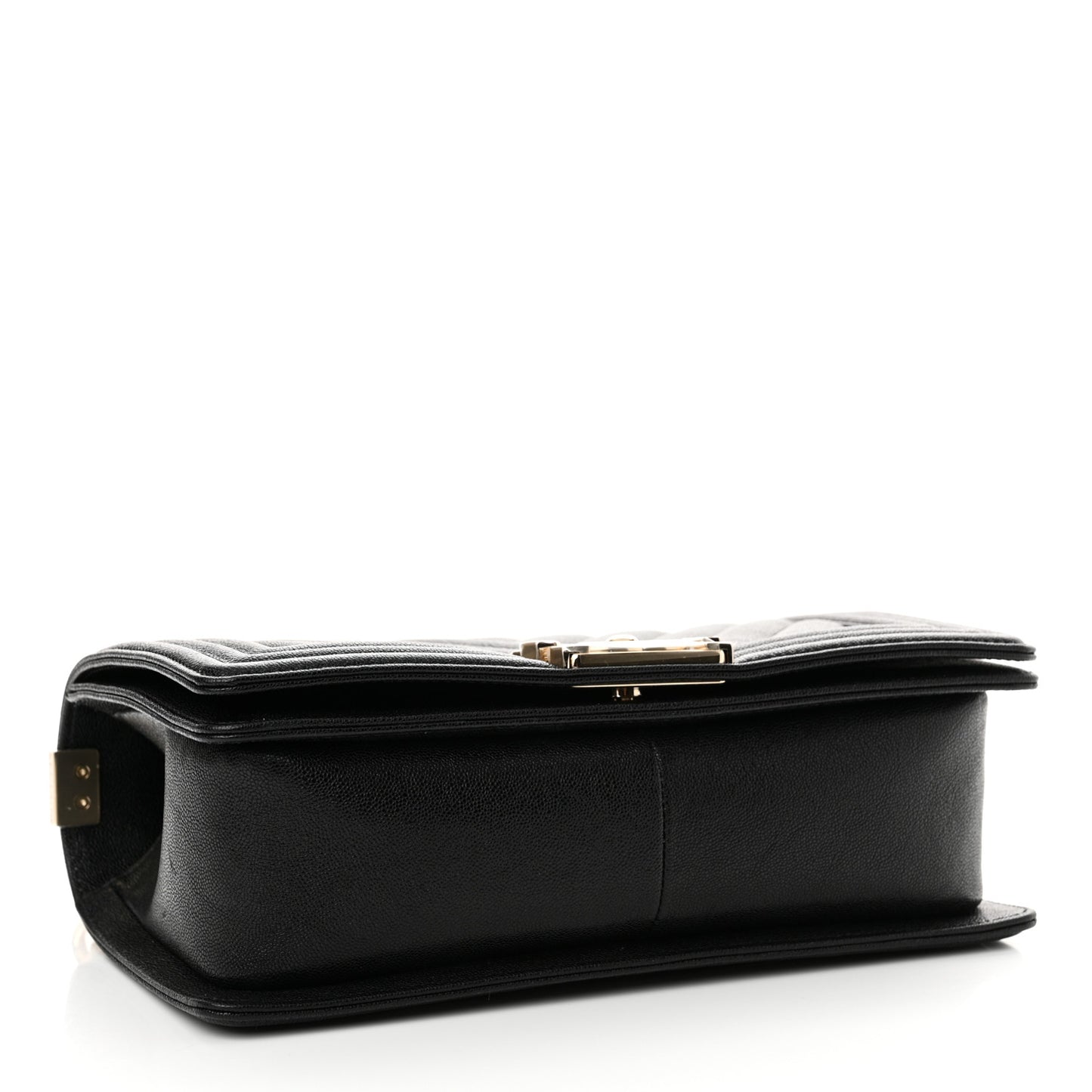 Caviar Chevron Quilted Medium Boy Flap Black