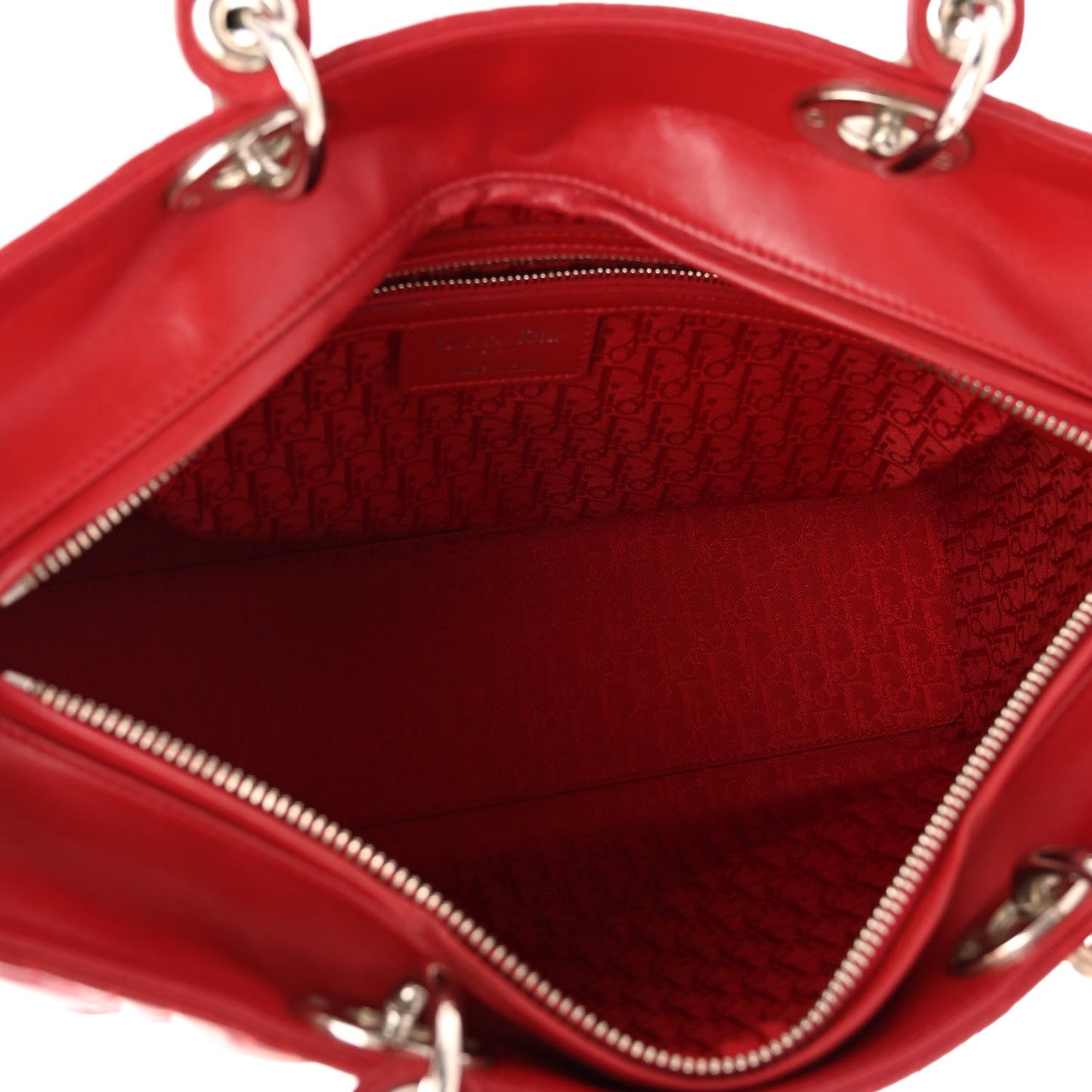 Lambskin Cannage Large Lady Dior Red