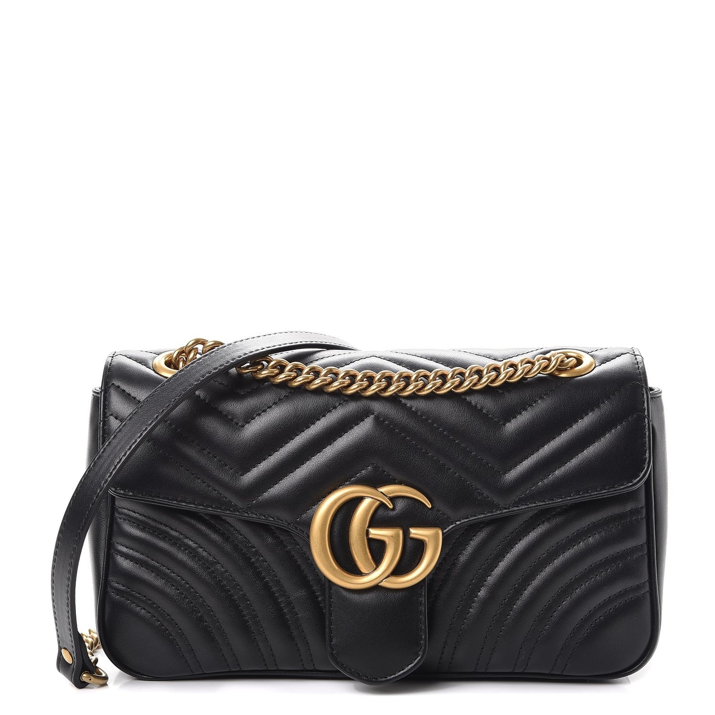 Calfskin Matelasse Small GG Marmont Shoulder Bag Black