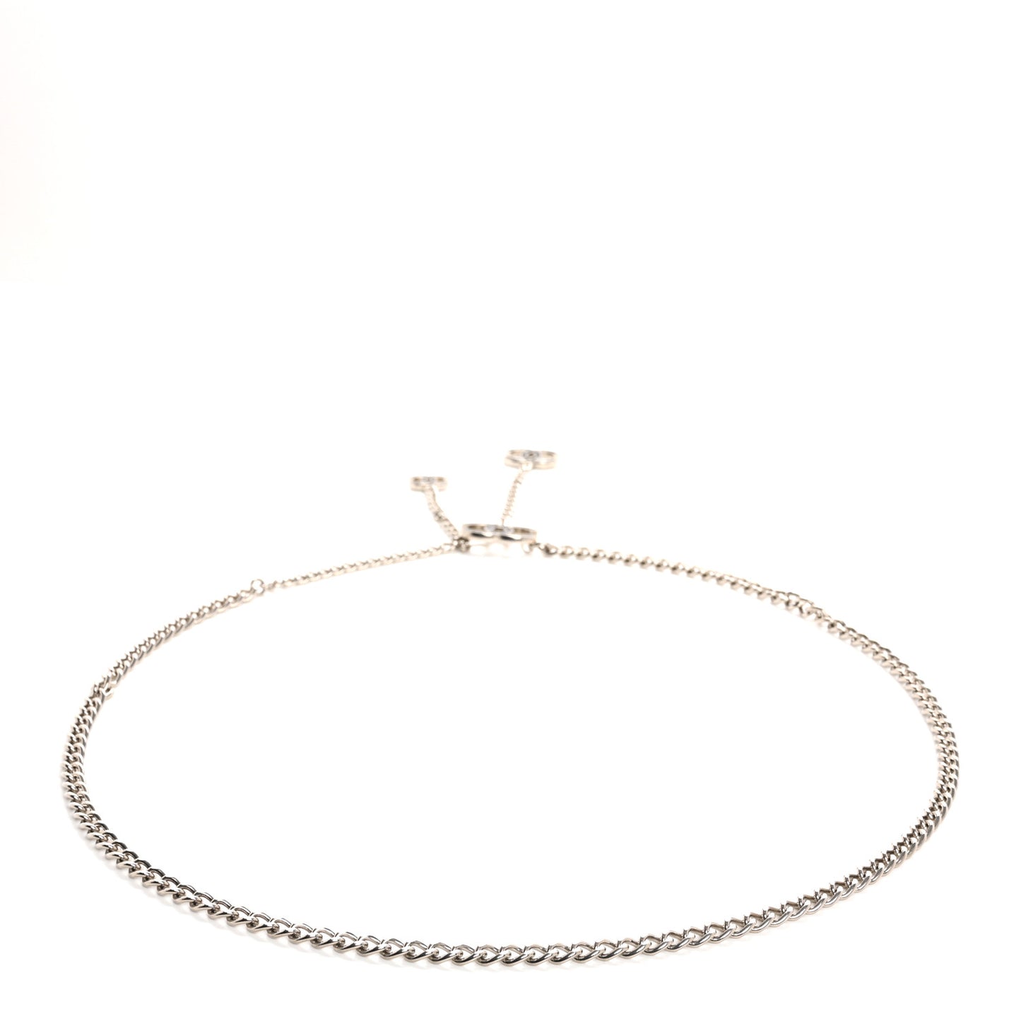 Enamel CC Chain Logo Belt Silver Black