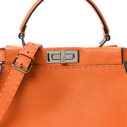 Fendi Cuoio Romano Selleria Bi-Color Medium Peekaboo Iconic Satchel Orange Stone 7 of 9
