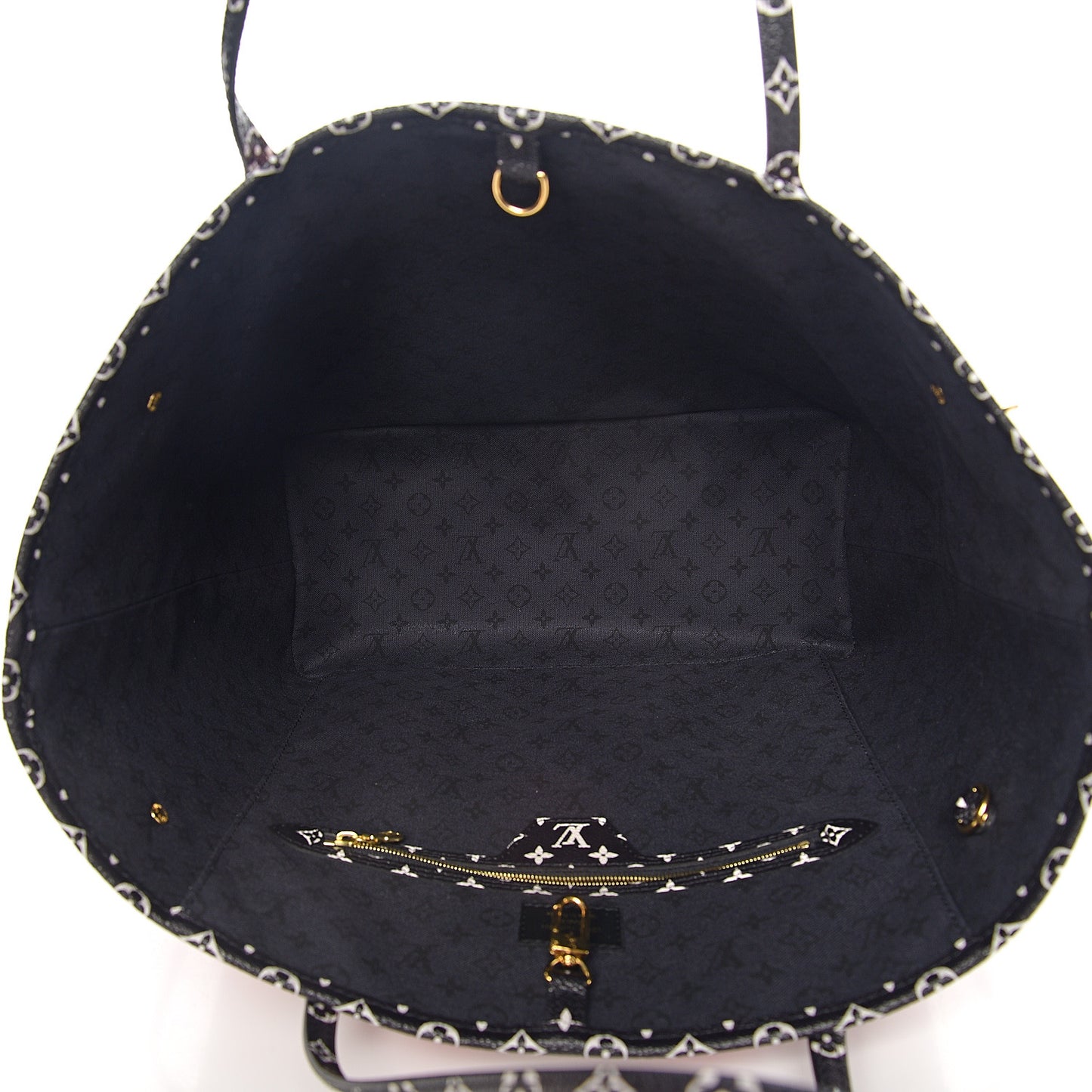 Monogram Giant Crafty Neverfull MM Creme Rouge Black