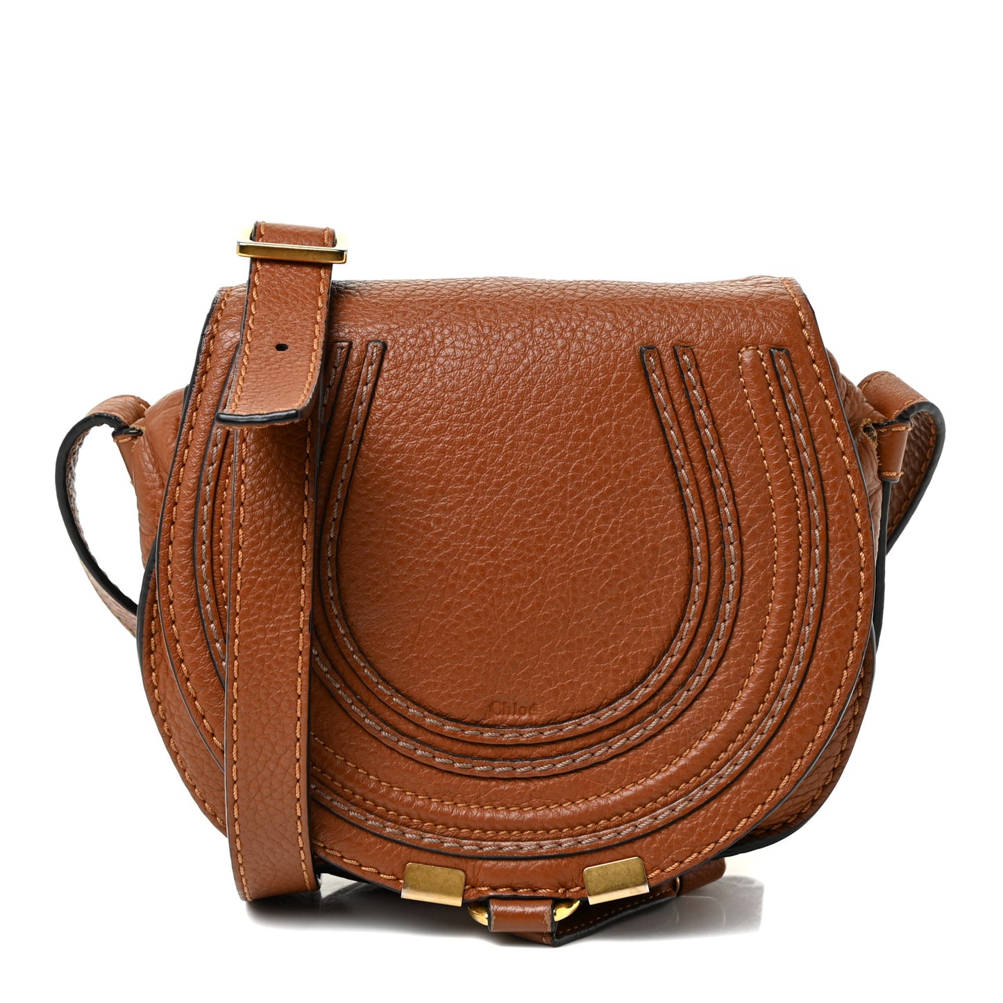 Calfskin Mini Marcie Round Crossbody Bag Tan
