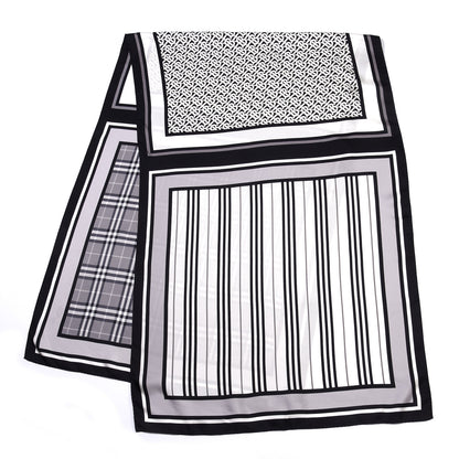 Burberry Silk Vintage Check Icon Stripe TB Monogram Print Scarf Archive Black White 5 of 8