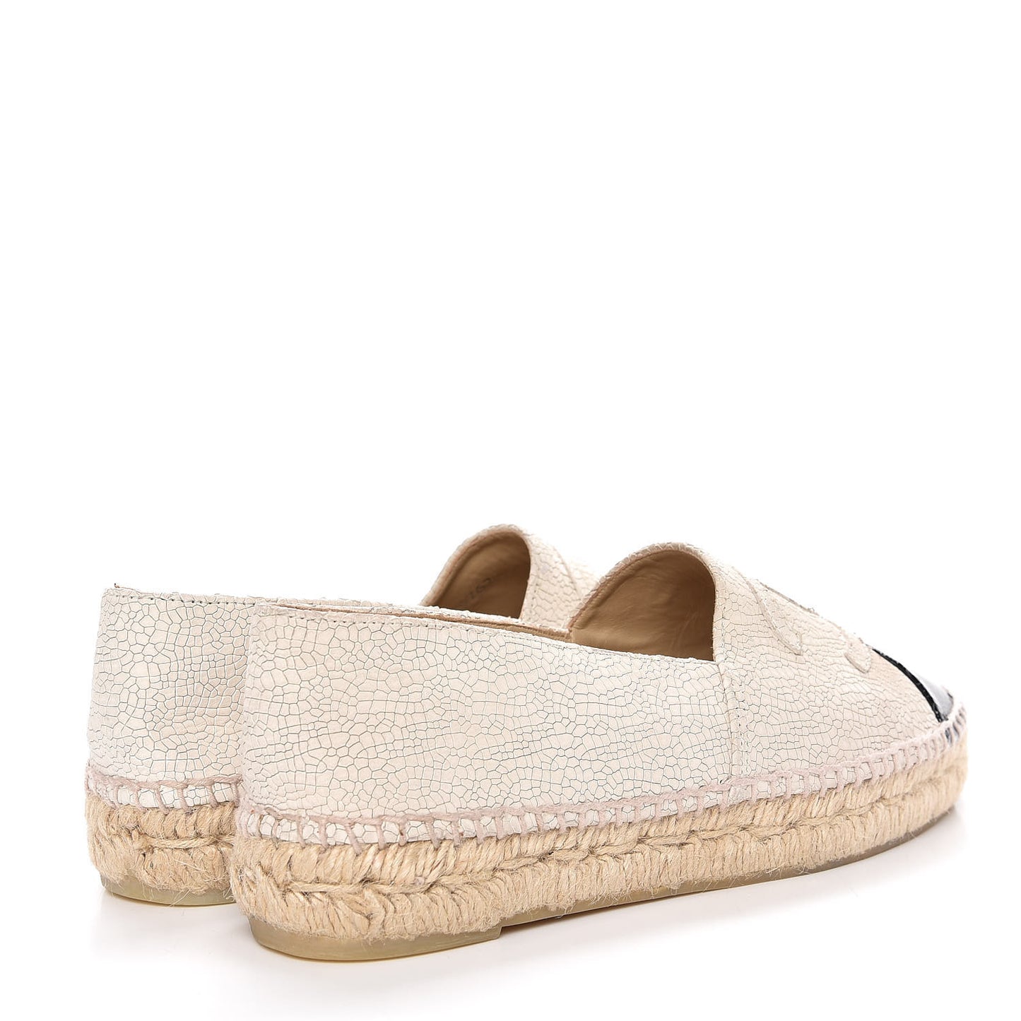 Crackled Calfskin Espadrilles 38 Beige Black
