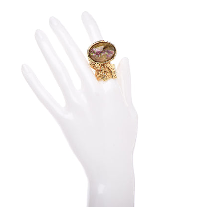 Saint Laurent Glass Cabochon Arty Ovale Ring 8 Gold 2 of 4