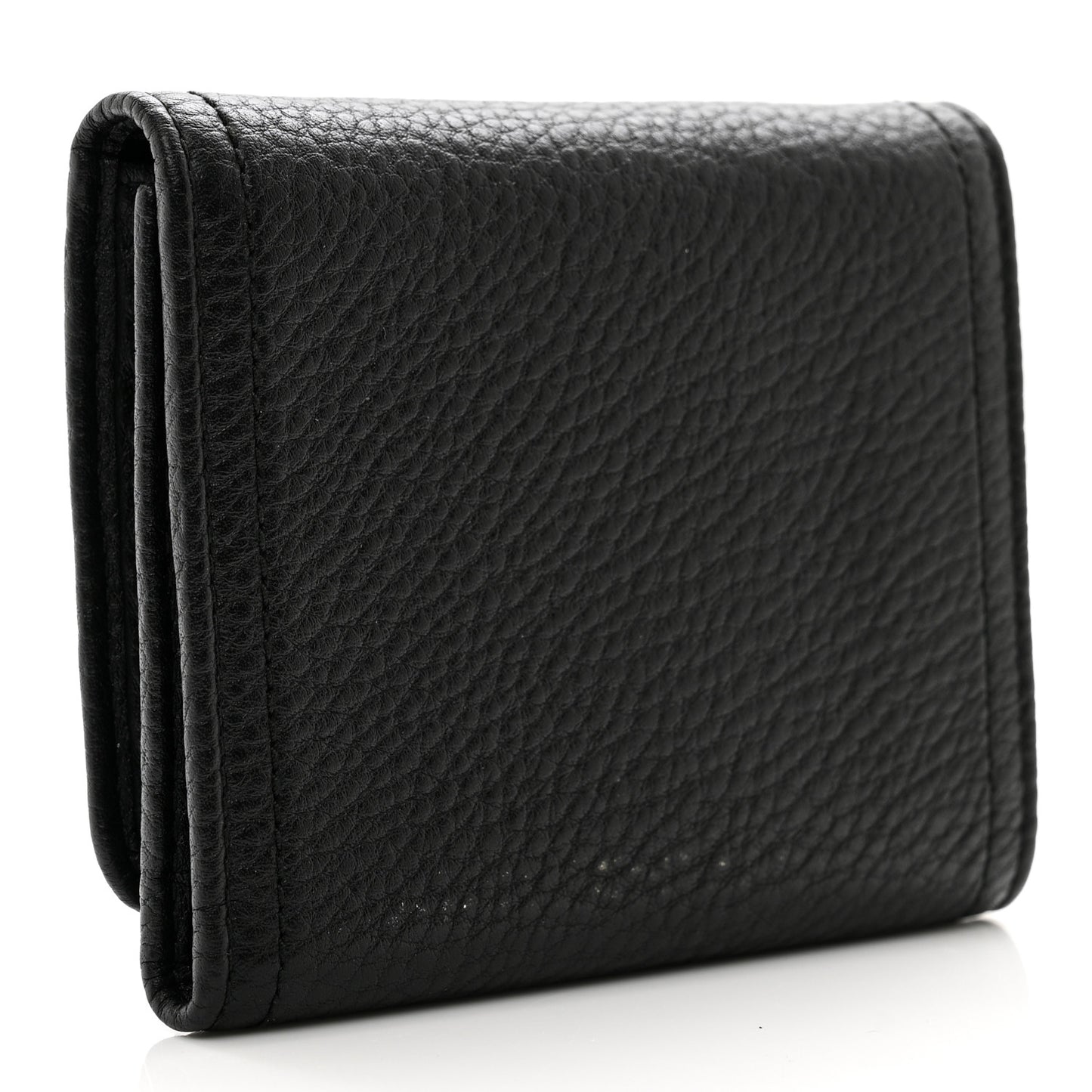 Vitello Daino Metal Tri-Fold Wallet Black
