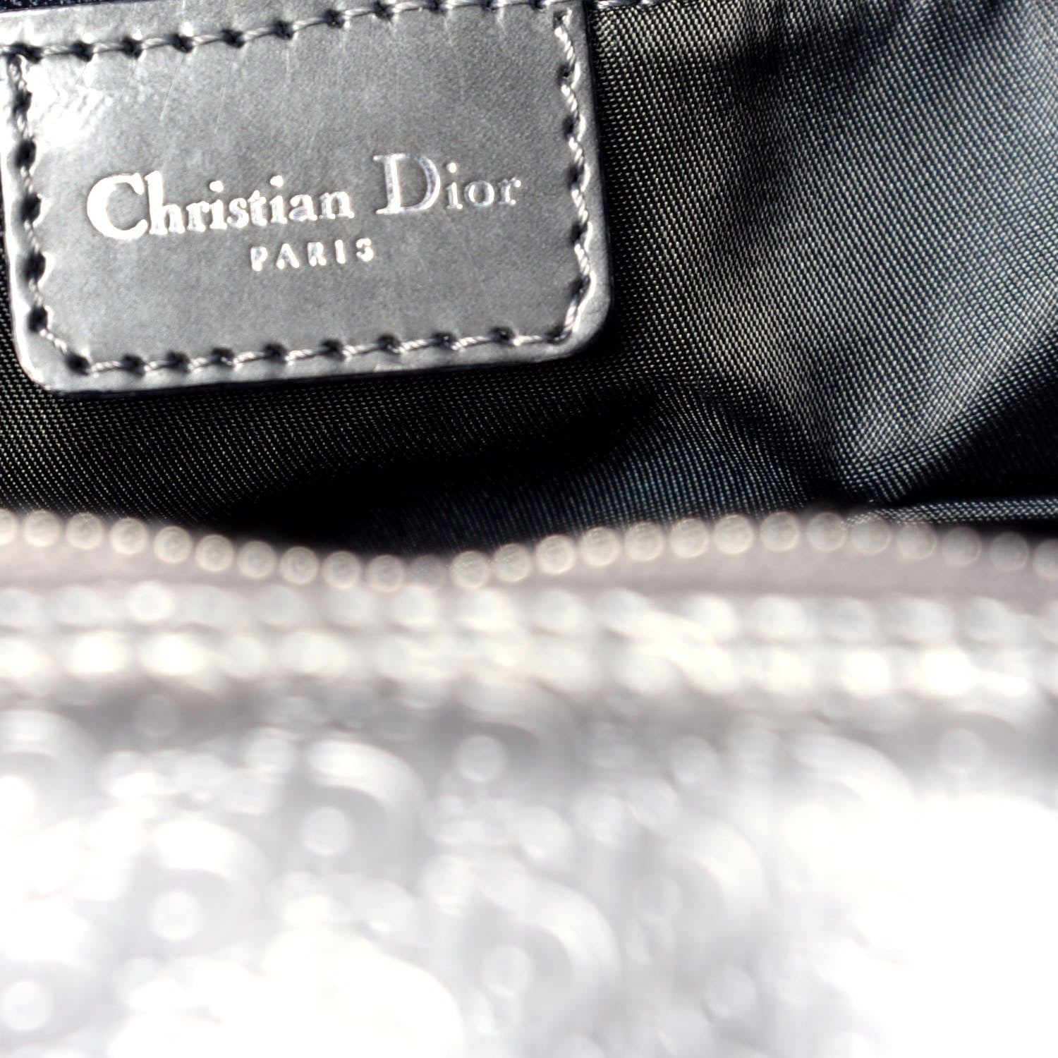 Christian Dior Metallic Patent Calfskin Embossed Bowler Silver 6 of 9