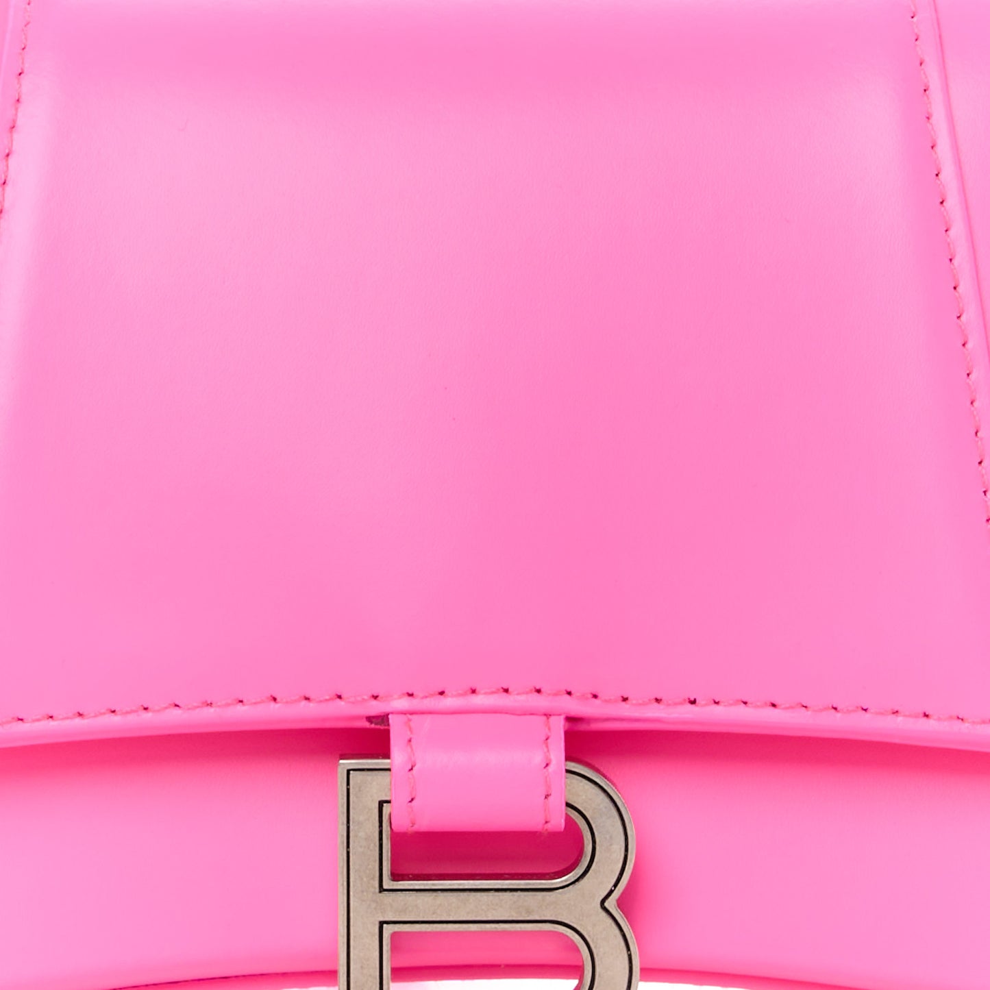 Shiny Box Calfskin Small Hourglass Top Handle Bag Fluo Pink
