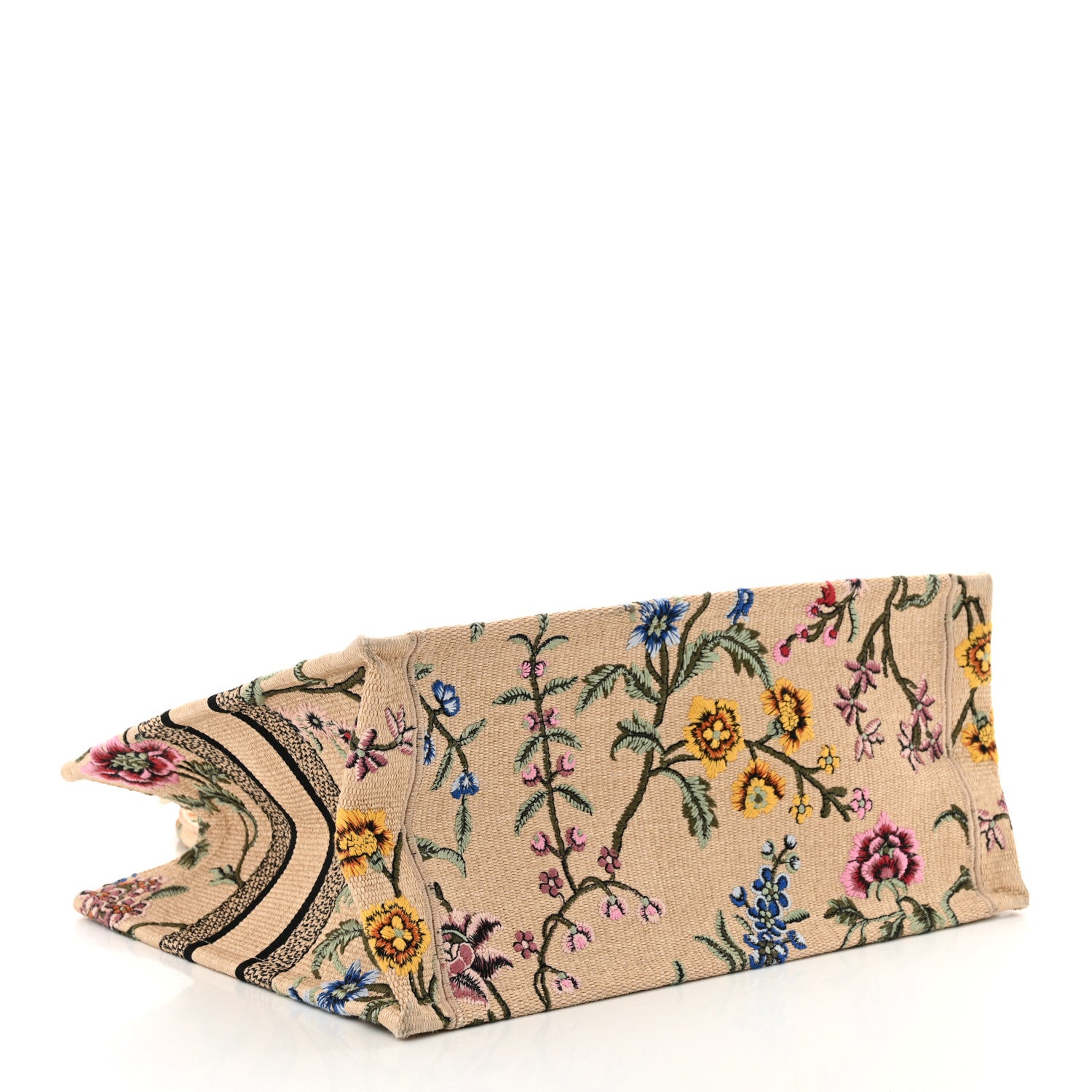 Christian Dior Raffia Embroidered Petites Fleurs Medium Book Tote Natural 4 of 12