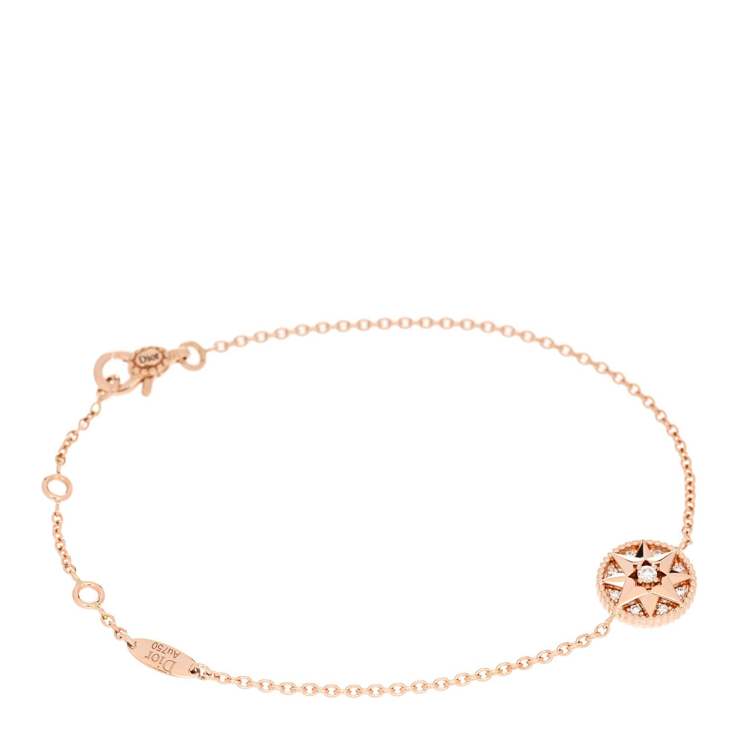 Christian Dior 18K Rose Gold Pave Diamond Rose Des Vents Bracelet 1 of 5