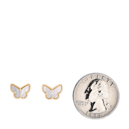 Van Cleef & Arpels 18K Yellow Gold Mother of Pearl Sweet Alhambra Butterfly Earrings 2 of 6