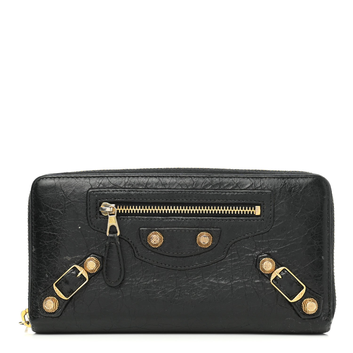 Balenciaga Agneau Giant 12 Gold Hardware Continental Zip Around Wallet Black 1 of 12