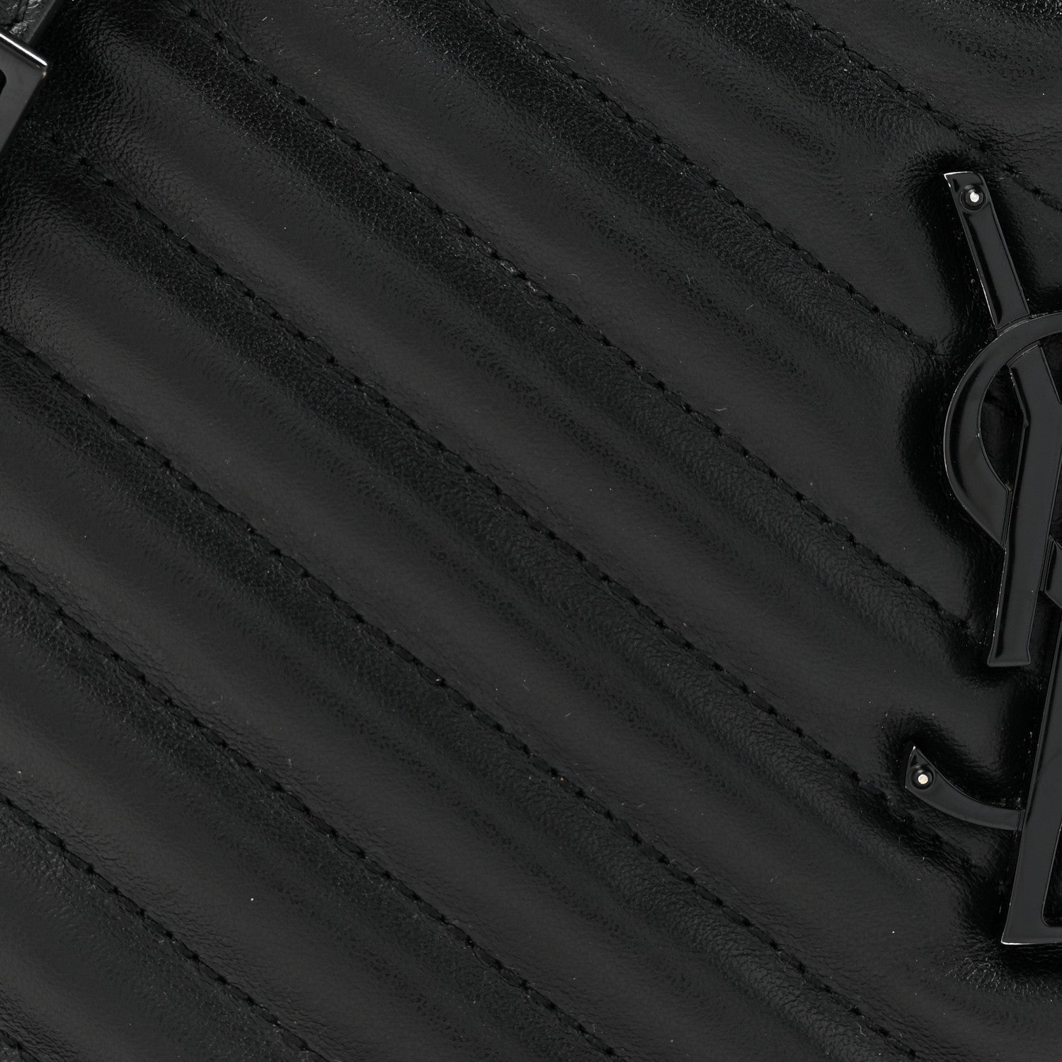 Saint Laurent Calfskin Matelasse Monogram Monochrome Lou Camera Bag Black 8 of 13