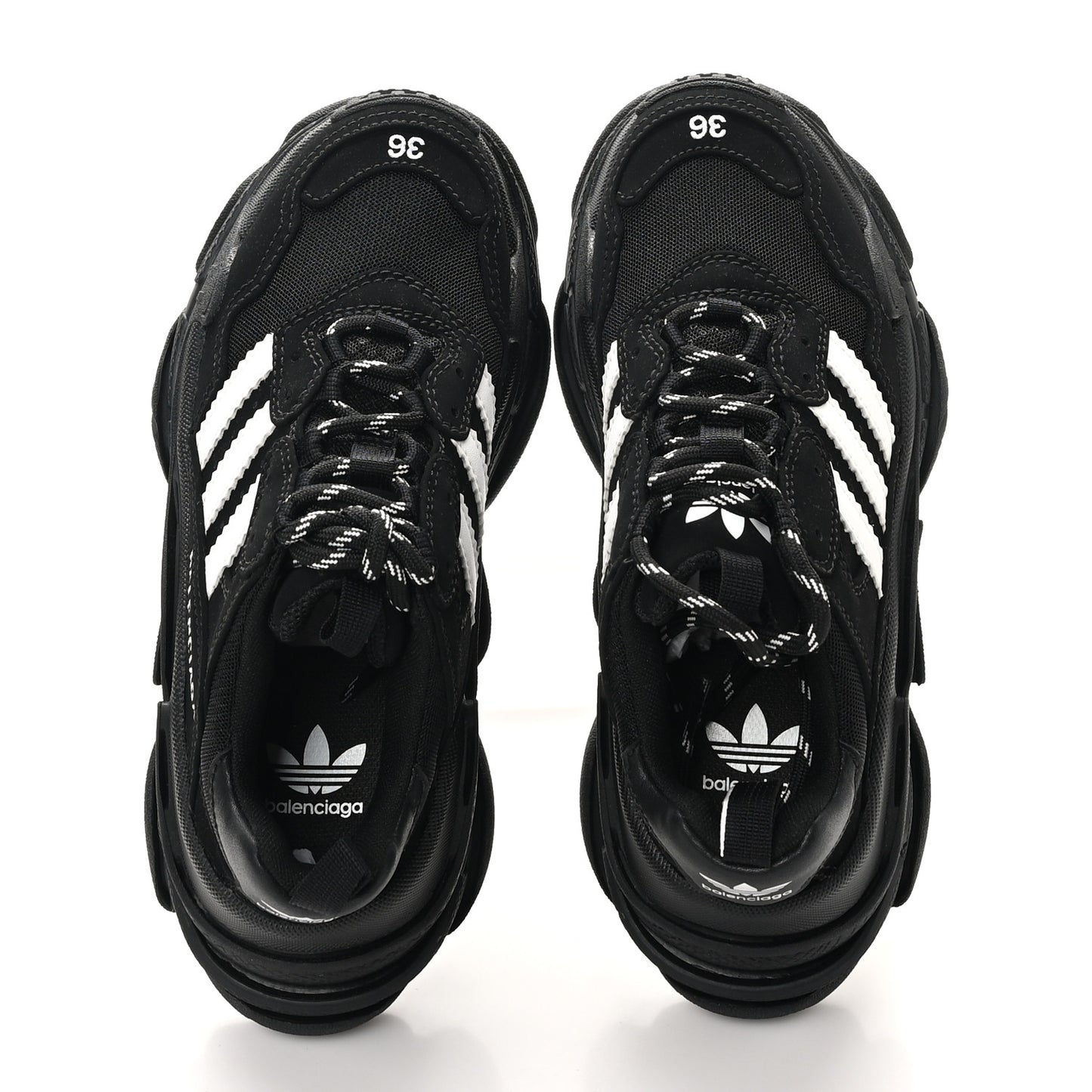 x ADIDAS Fabric Mesh Womens Triple S Sneakers 36 Black