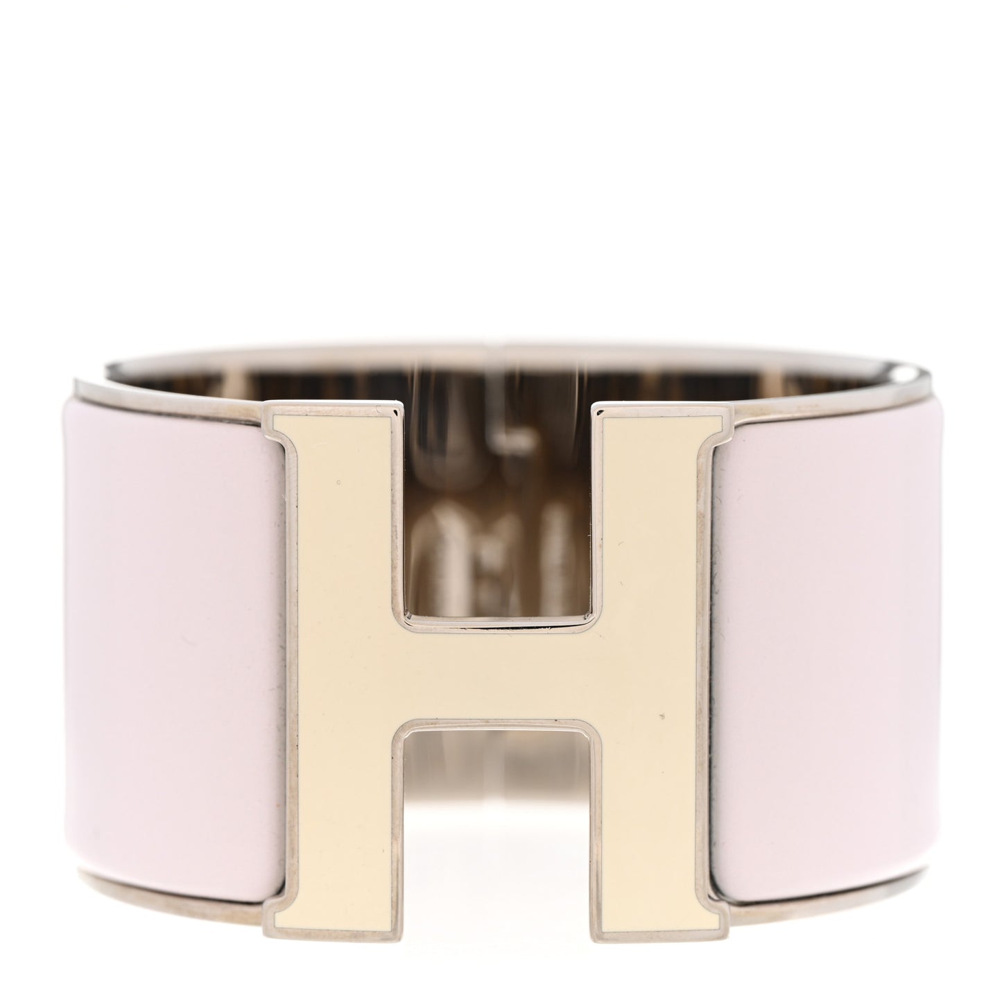Enamel Extra Wide Clic Clac H Bracelet PM Rose White