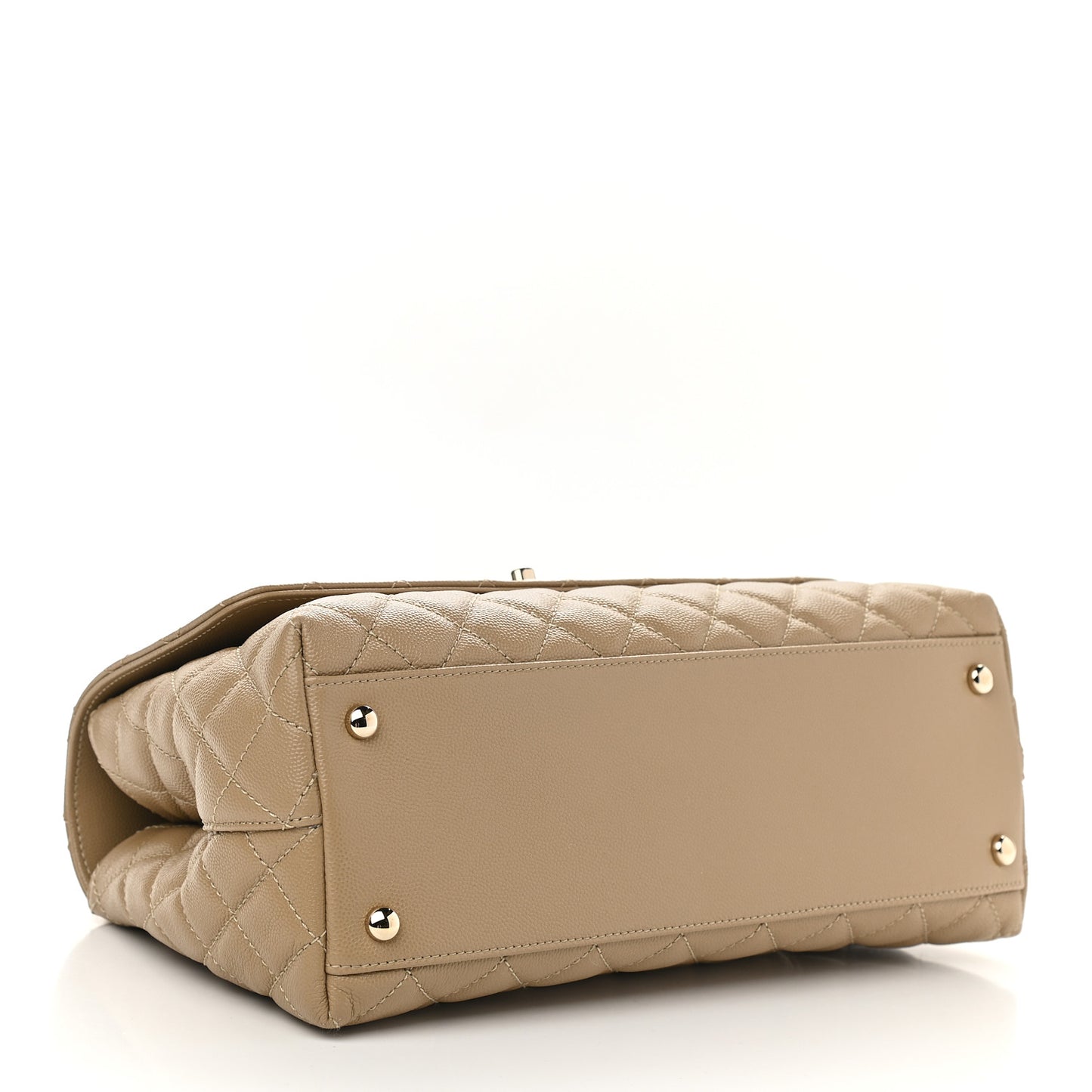 Caviar Lizard Embossed Quilted Small Coco Handle Flap Dark Beige