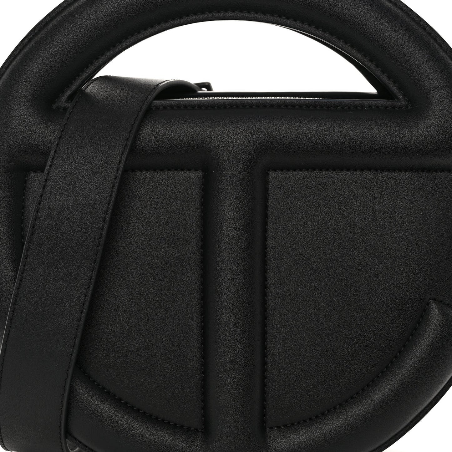 Vegan Leather Round Circle Bag Black