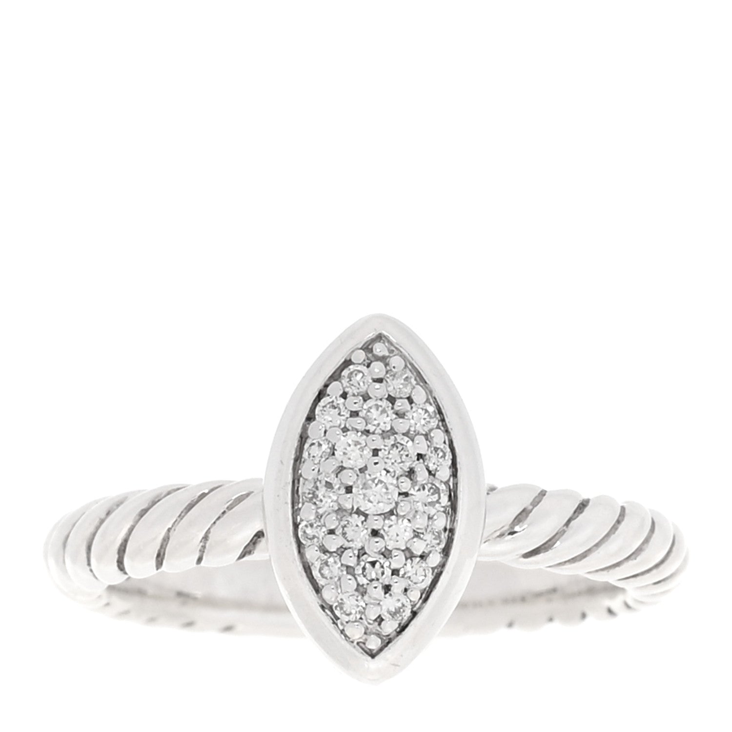 David Yurman Sterling Silver Diamond Marquise Ring 52 6 1 of 4