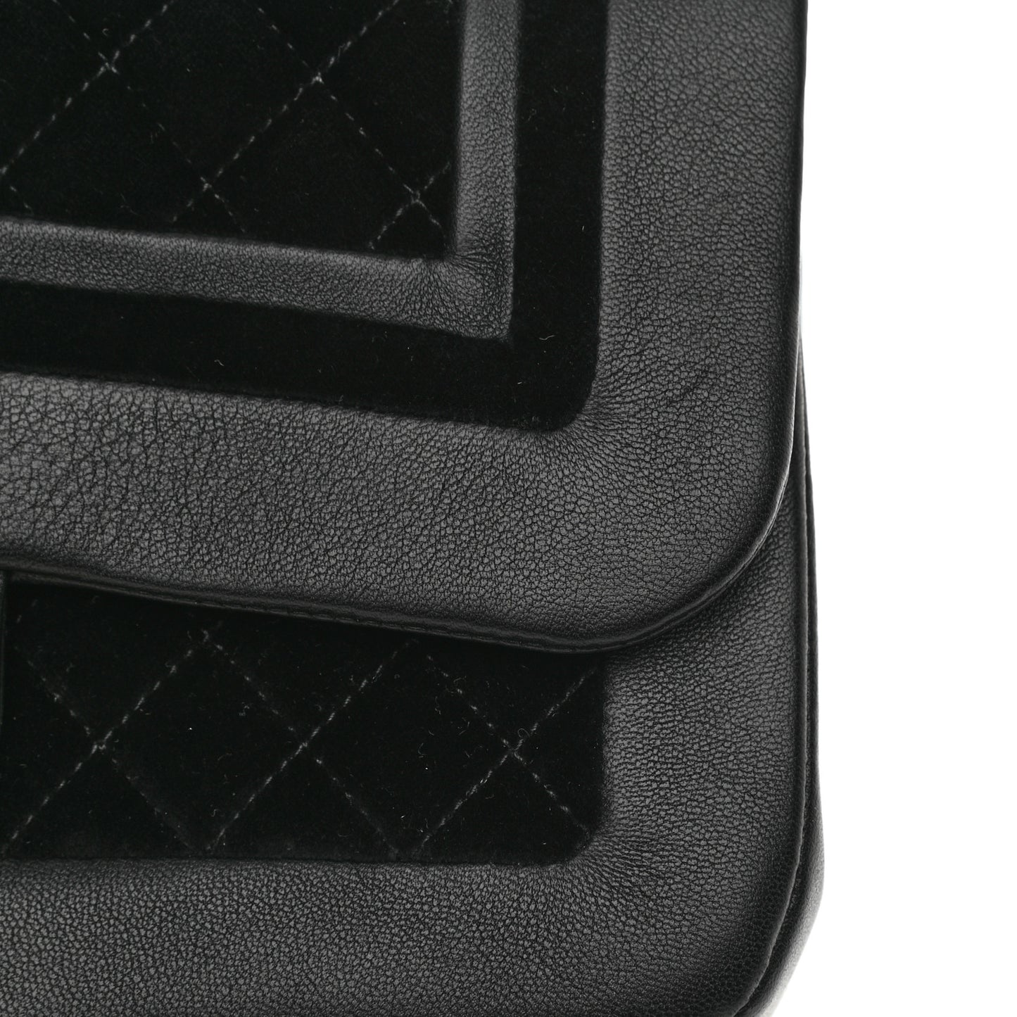 Metallic Lambskin Velvet Quilted Medium Flap Black