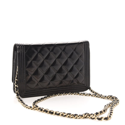 Chanel Glazed Calfskin Quilted Boy Wallet On Chain WOC Black 3 of 13