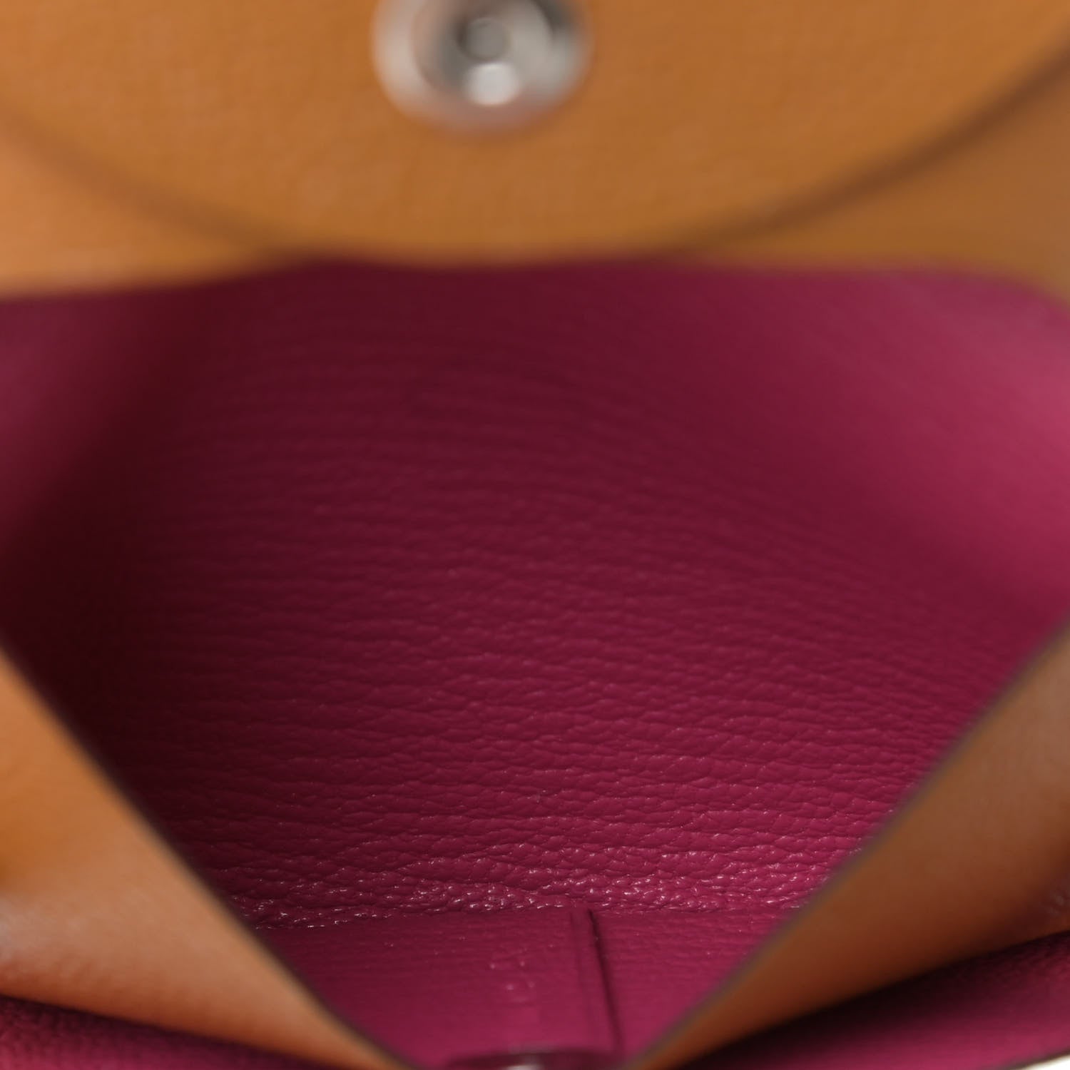 Hermes Chevre Mysore Bastia Verso Coin Purse Caramel Rose Shocking 7 of 11