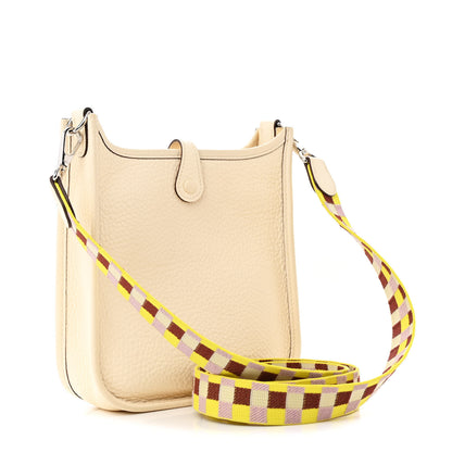 Hermes Taurillon Clemence Maxi Quadrille Evelyne TPM Nata Citron Rouge H Mauve Sylvestre 3 of 10