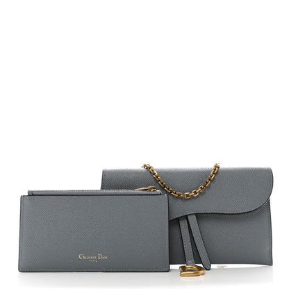 Christian Dior Grained Calfskin Saddle Chain Pouch Cloud Blue 3 of 11