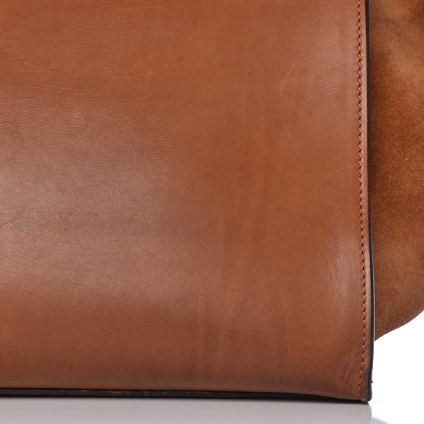 Natural Calfskin Suede Medium Trapeze Tan
