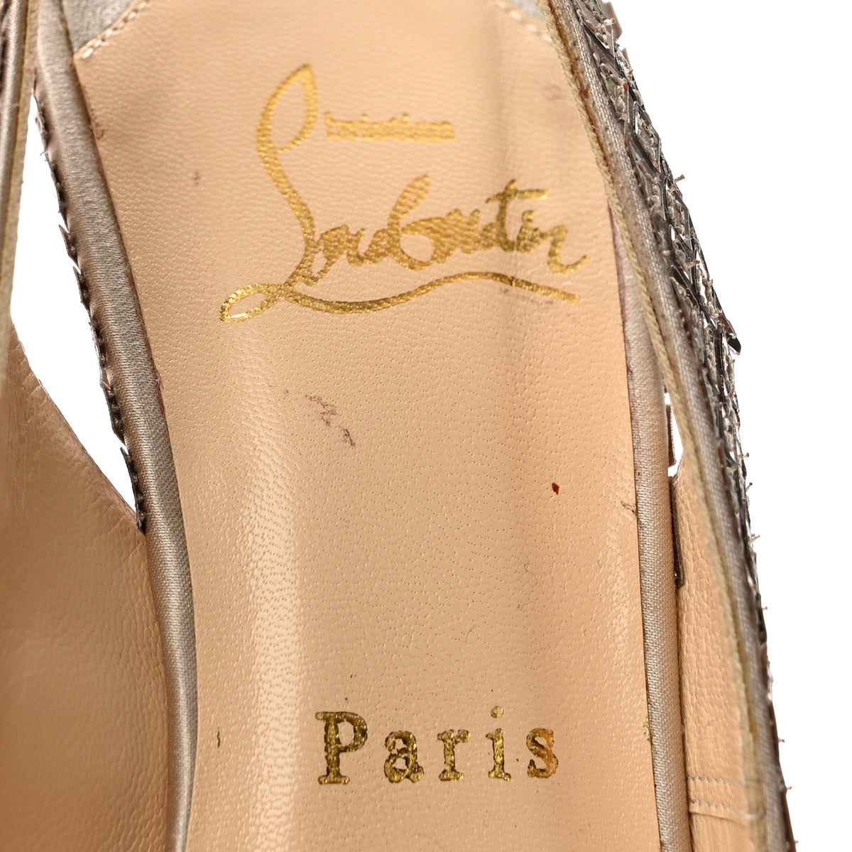 Christian Louboutin Satin Mosaique No Prive 120 Pumps 37.5 Silver 8 of 10