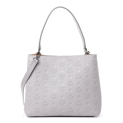 MCM Calfskin Ottomar Monogram Sarah Convertible Hobo Dove 1 of 10