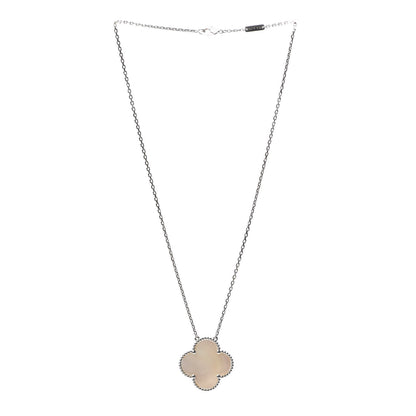 Van Cleef & Arpels 18K White Gold Mother of Pearl Magic Alhambra Pendant Necklace 3 of 8