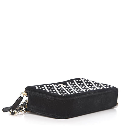 Chanel Velvet Pearl Small Clutch With Chain Black 4 of 13