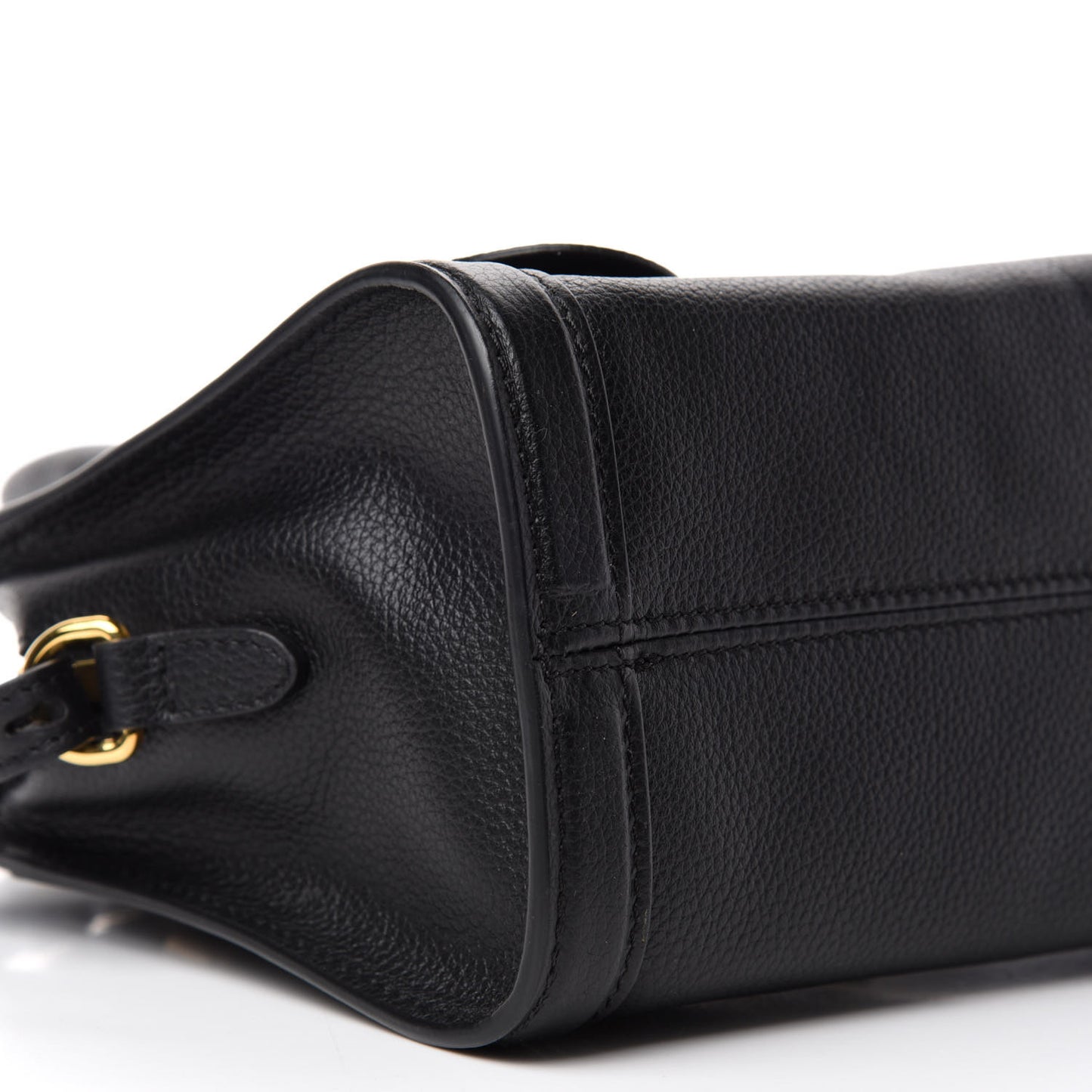 Pebbled Calfskin Mini Skull Padlock Zip Around Tote Black