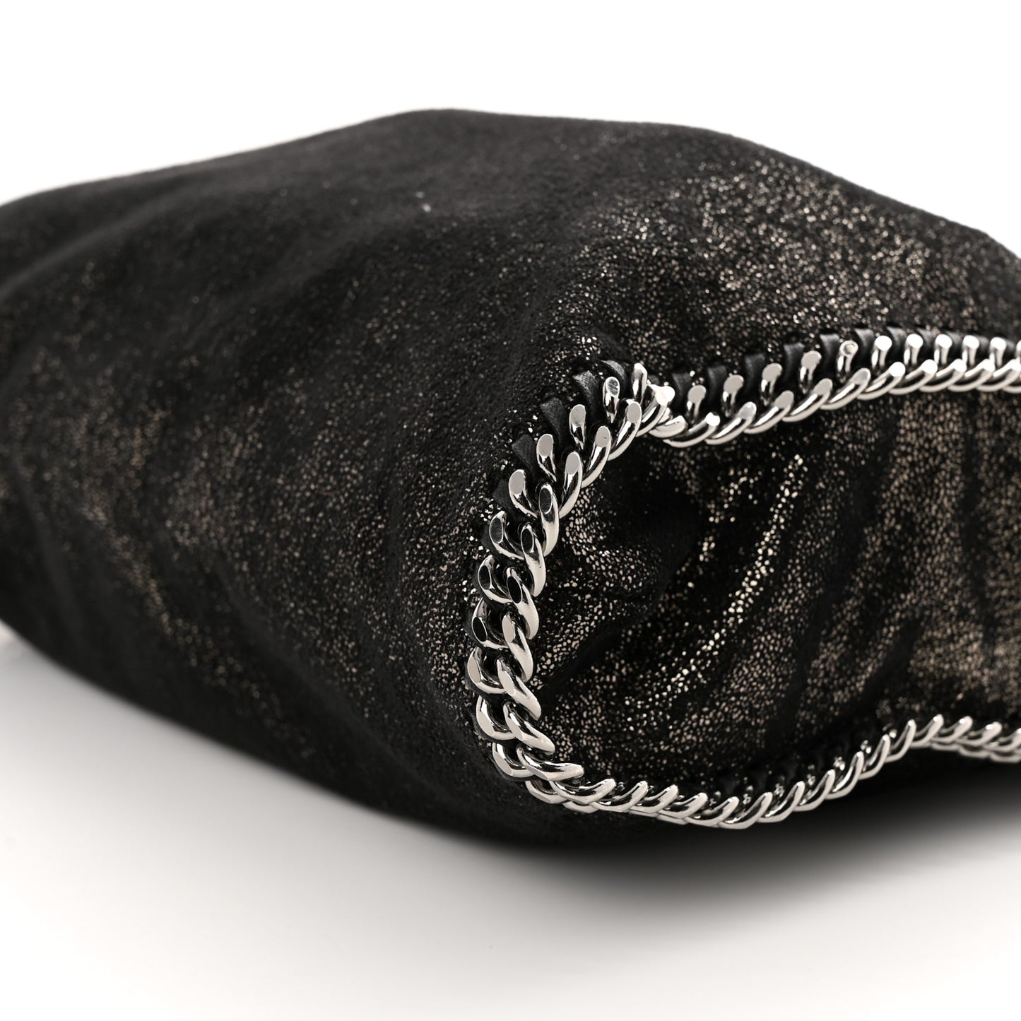 Metallic Shaggy Deer Falabella Fold Over Tote Black