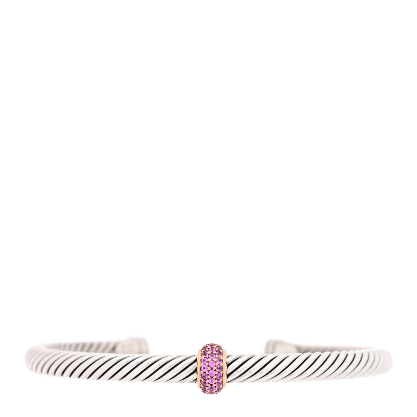 Sterling Silver 18K Rose Gold Pink Sapphire 5mm Cable Classics Single Station Bracelet