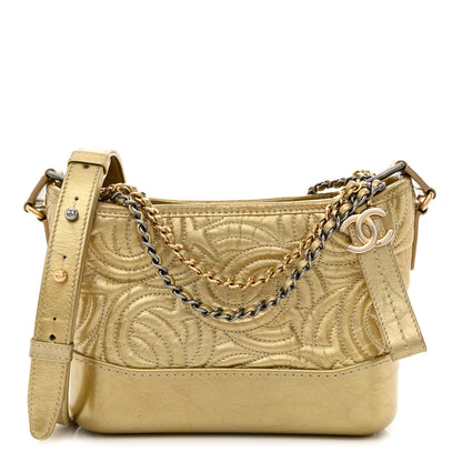 Chanel Metallic Aged Calfskin CC Quilted Small Gabrielle Hobo Gold 1 of 14
