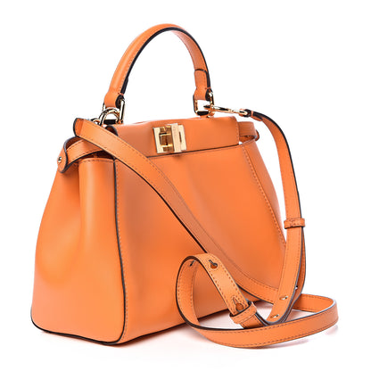 Fendi Vitello Grace Matte Two Pocket Mini Peekaboo Iconic Satchel Aranciata 3 of 12