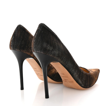 Jimmy Choo Lame Glitter Zebra Print Abel Pumps 36.5 Black Amber 5 of 9