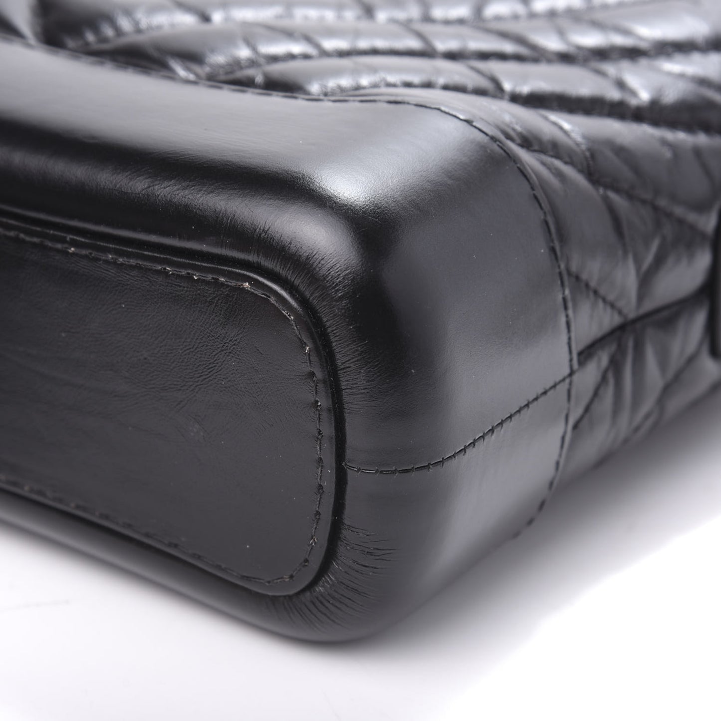 Aged Calfskin Chevron Quilted Small Gabrielle Hobo Black
