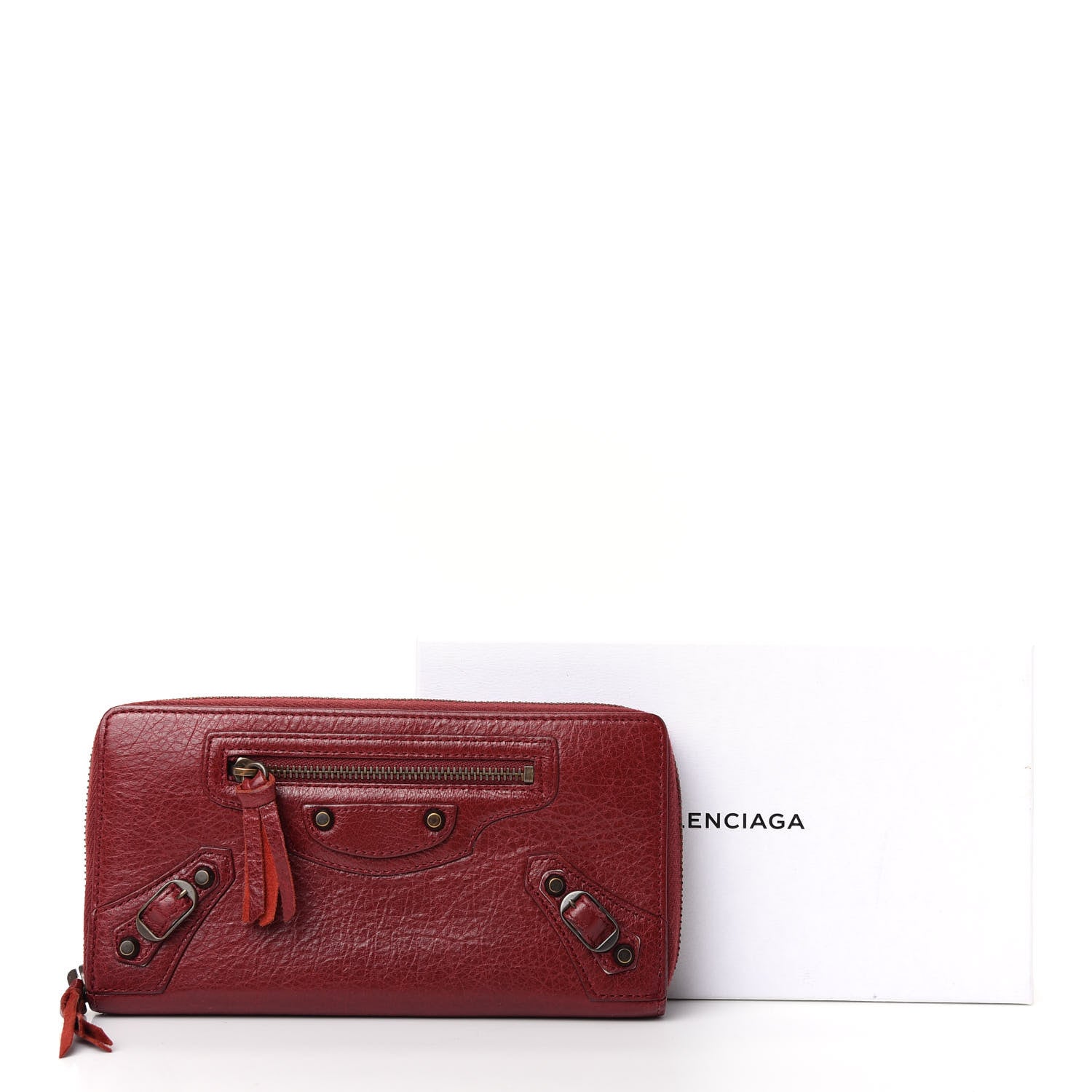 Balenciaga Agneau Classic Hardware Continental Zip Around Wallet Rouge Cerise 7 of 7