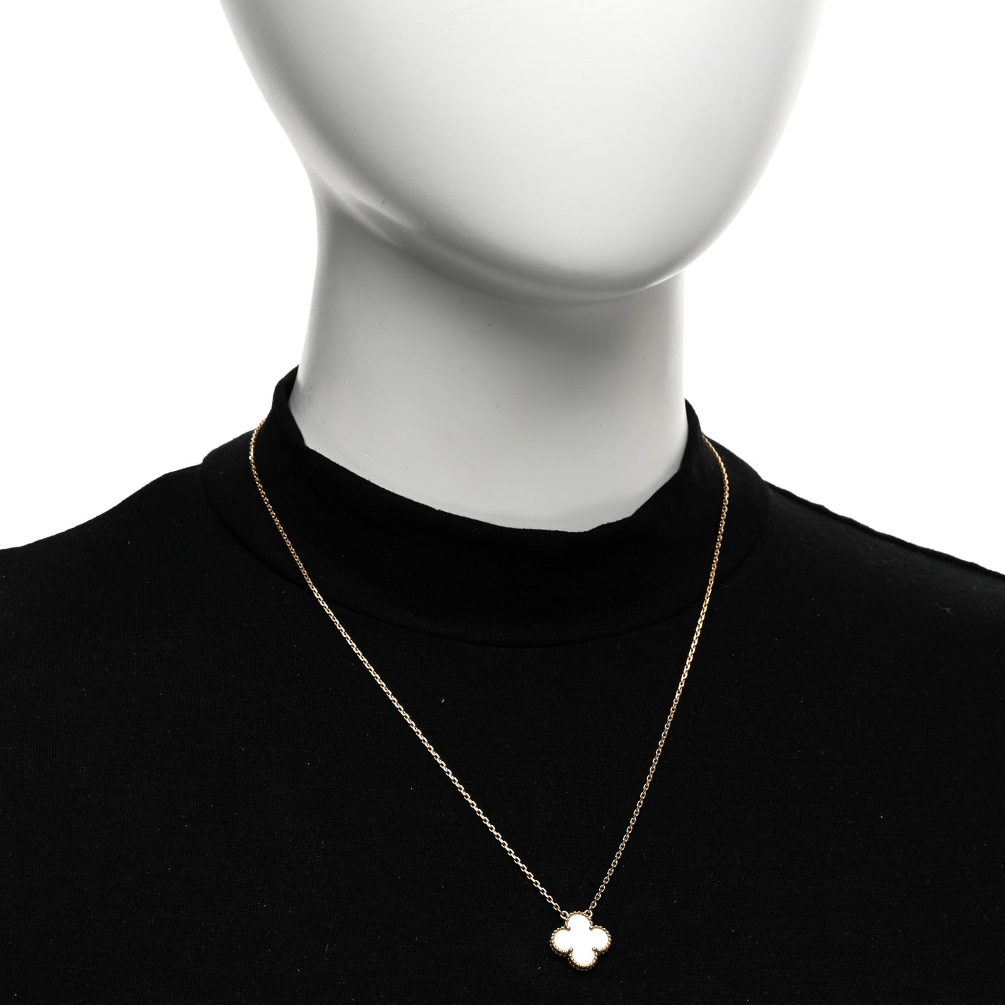 18K Yellow Gold Mother of Pearl Vintage Alhambra Pendant Necklace