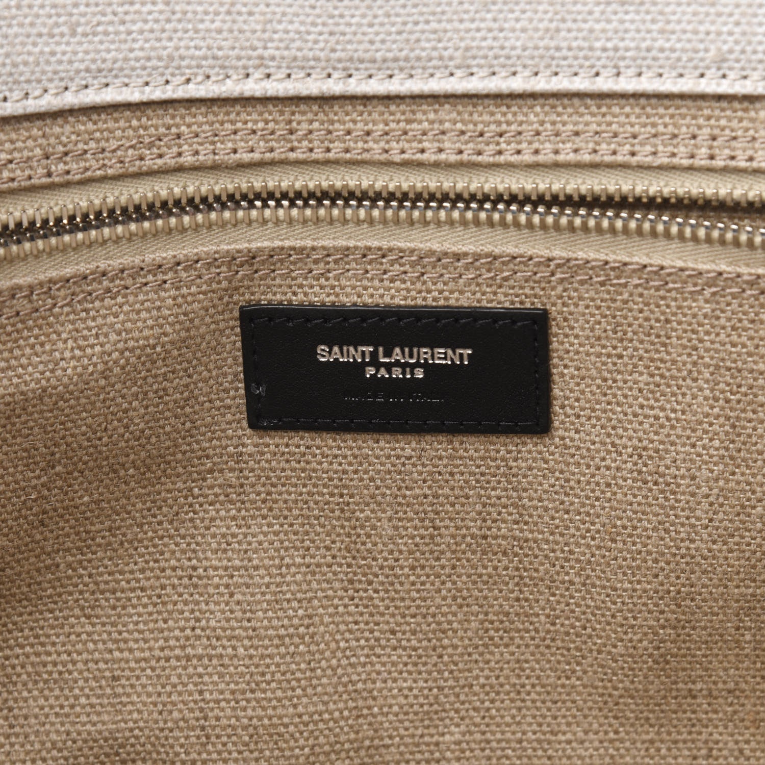 Saint Laurent Linen Calfskin Rive Gauche Tote Optic White 8 of 11
